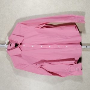 04161 Talbots pink fitted stretch cotton button shirt 14